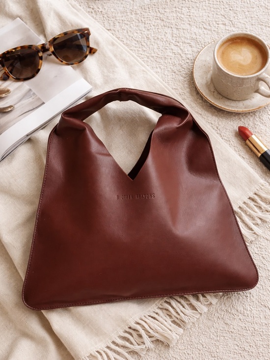 8 Other Reasons Handbags - 8 Other Reasons Brown Mini Hobo Bag Faux Leather Slouchy Shoulder Chic
